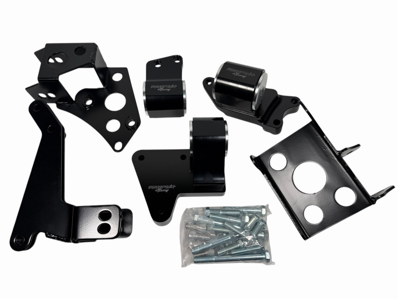 Billet K Series engine motor mounts by JackSpania Racing for Honda Civic 96-00 EK with CNC finish, compatible with K20 and K24 swaps.