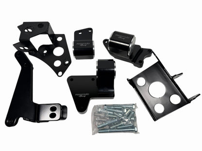 Billet K Series engine motor mounts by JackSpania Racing for Honda Civic 96-00 EK with CNC finish, compatible with K20 and K24 swaps.