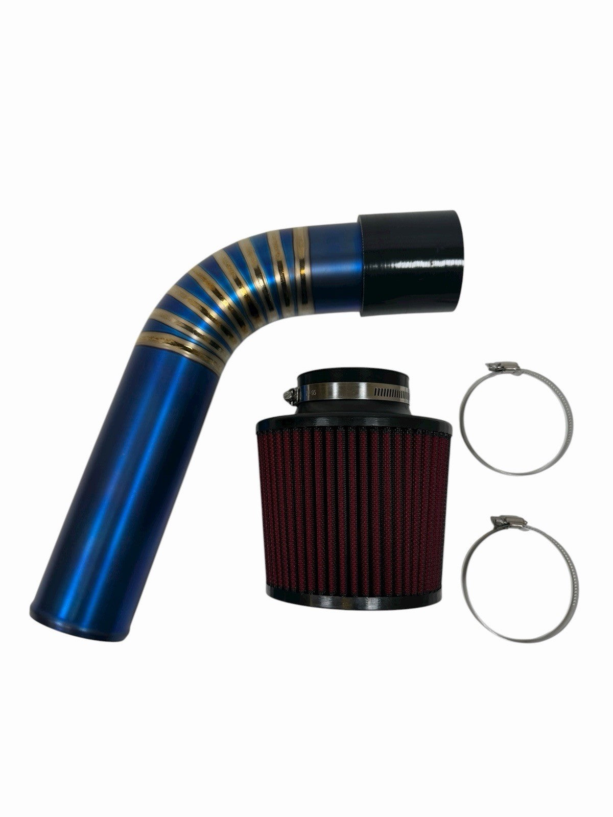 JackSpania Racing B D H Series 3-inch titanium pie cut cold air intake pipe for EG and EK Honda engines, made of durable titanium.