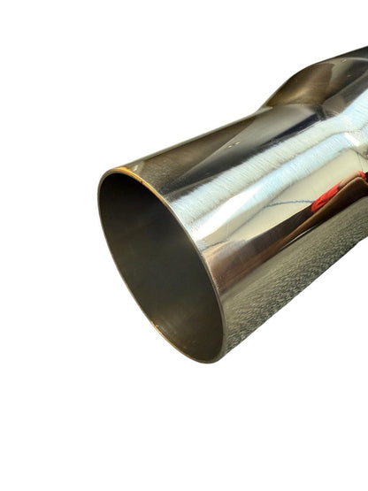 JackSpania Racing 3-inch stainless steel blastpipe with 4-turn down pie cut exhaust tip for performance vehicles.