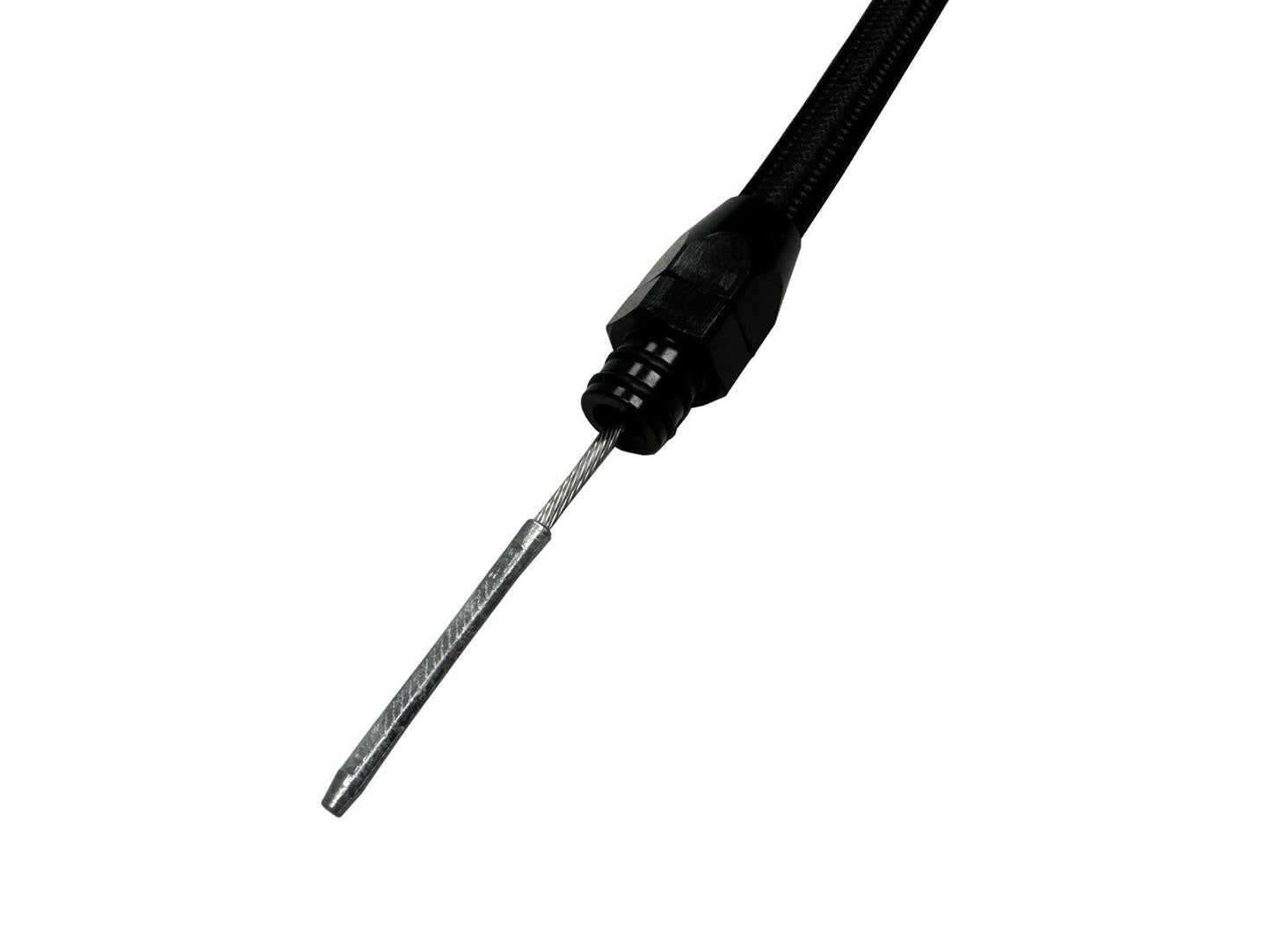 Steel braided oil dipstick for JZ engine swap, billet aluminum construction, compatible with 1JZ and 2JZ engines by JackSpania Racing.