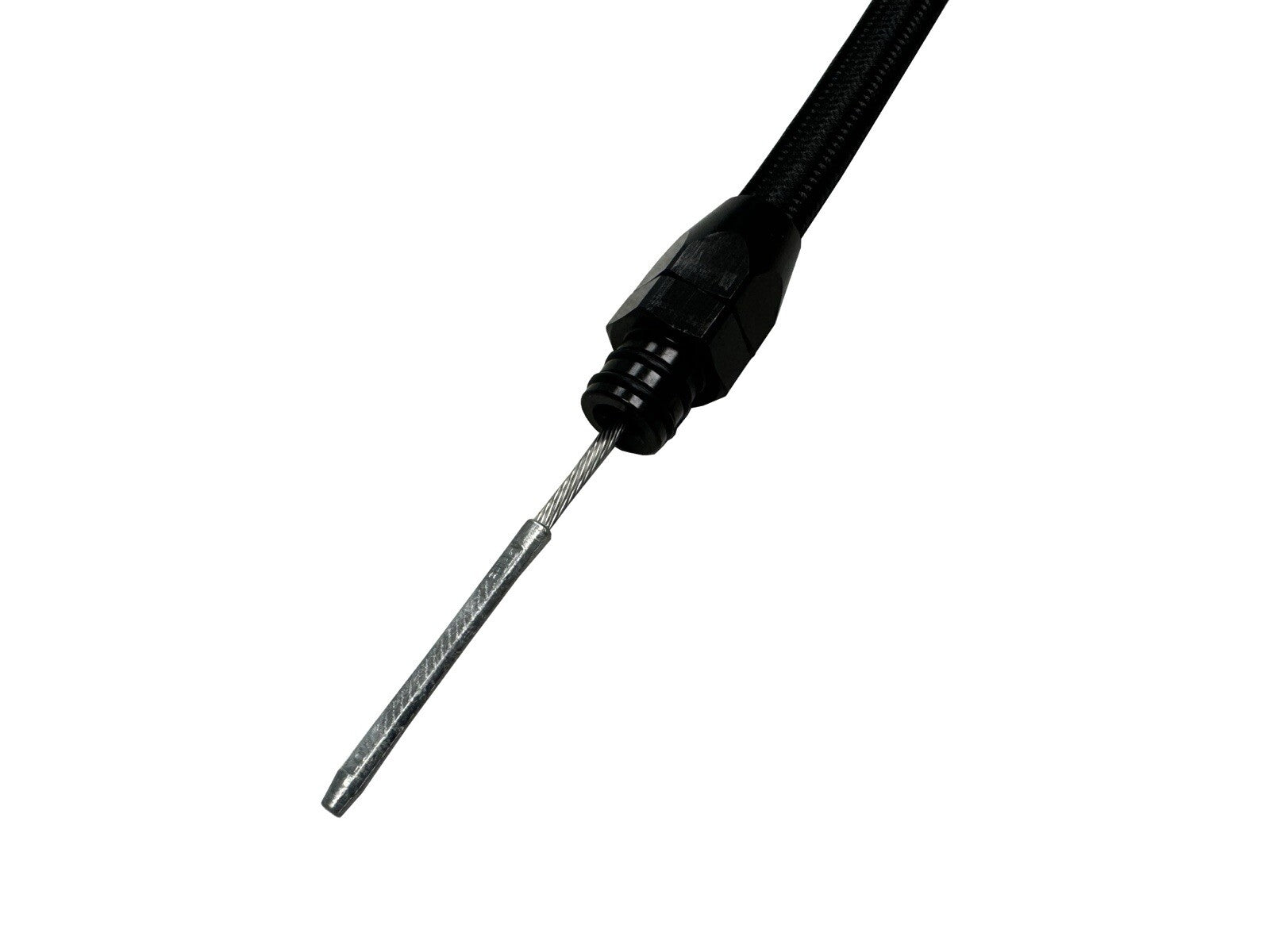 Steel braided oil dipstick for JZ engine swap, billet aluminum construction, compatible with 1JZ and 2JZ engines by JackSpania Racing.