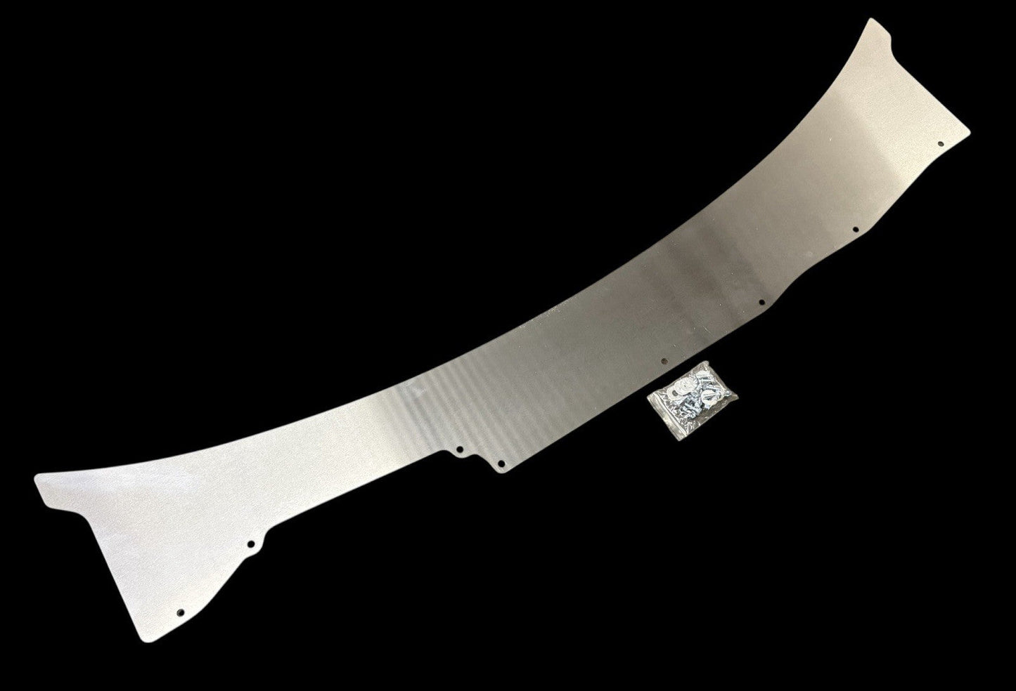 Aluminum windshield wiper cowl for Honda Civic EK 96-00 hatch, coupe, sedan, Si by JackSpania Racing, showing the sleek metallic finish.