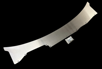 Aluminum windshield wiper cowl for Honda Civic EK 96-00 hatch, coupe, sedan, Si by JackSpania Racing, showing the sleek metallic finish.