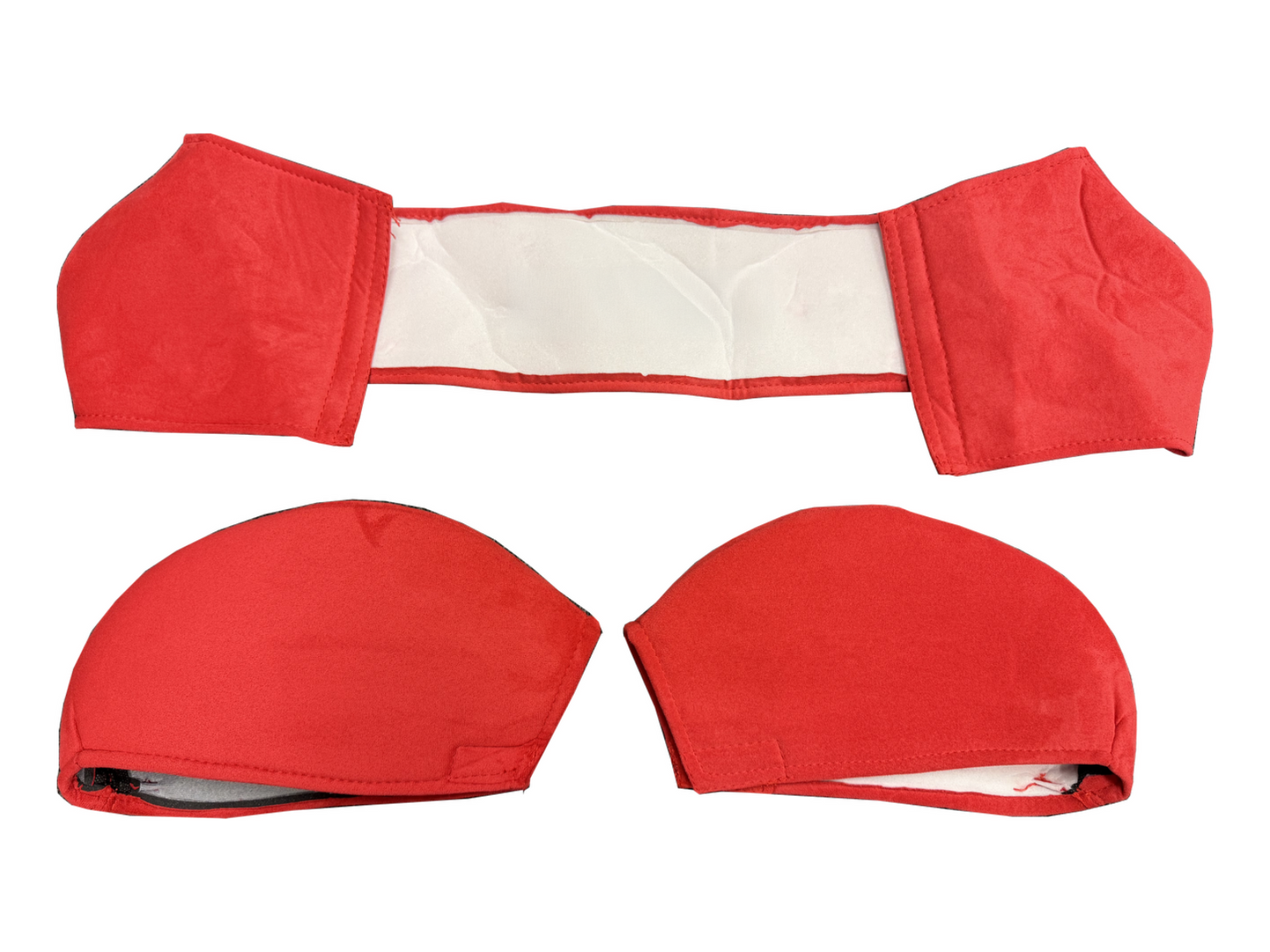 JackSpania Racing suede seat protector set for Recaro SR3 SR4 semi-bucket seats, showing two protective covers in a natural interior setting.