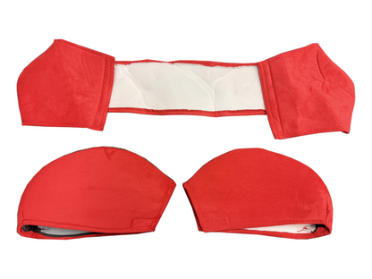 JackSpania Racing suede seat protector set for Recaro SR3 SR4 semi-bucket seats, showing two protective covers in a natural interior setting.