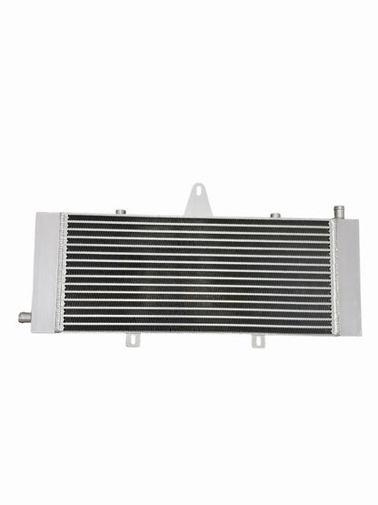 JackSpania Racing VR30 heat exchanger upgrade installed in Infiniti Q50 and Q60 3.0T Red Sport engine, showcasing the high-performance engine part.