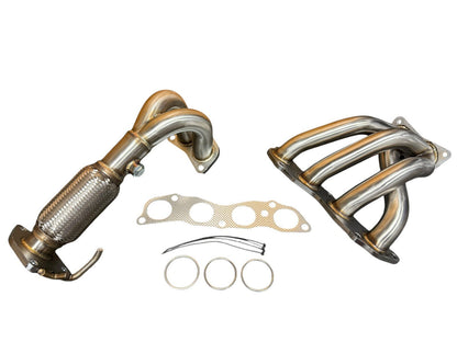 Stainless steel exhaust header for 2003-2007 Honda Accord LX 2.4L K24 engine by JackSpania Racing, showcasing the polished metal design.
