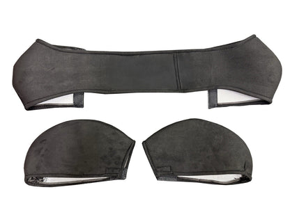 JackSpania Racing suede seat protector set for Recaro SR3 and SR4 semi-bucket seats, interior car accessory, two-piece set.
