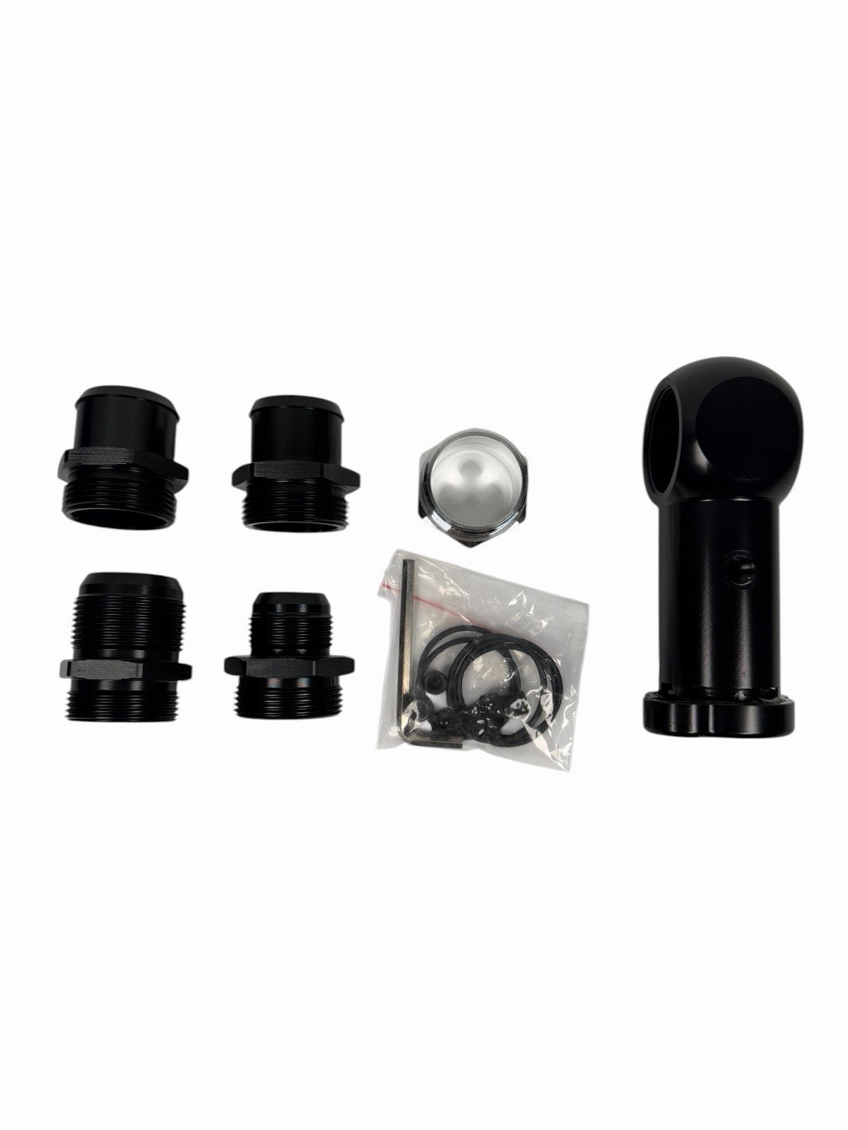 JackSpania Racing billet 1/8 NPT ports with 16AN -20AN raised inline filler neck cap, CNC machined engine part, 1.5-inch size