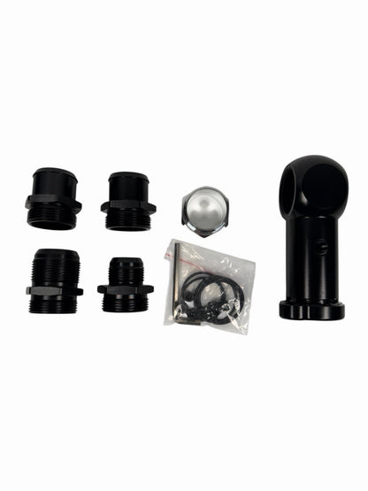 JackSpania Racing billet 1/8 NPT ports with 16AN -20AN raised inline filler neck cap, CNC machined engine part, 1.5-inch size
