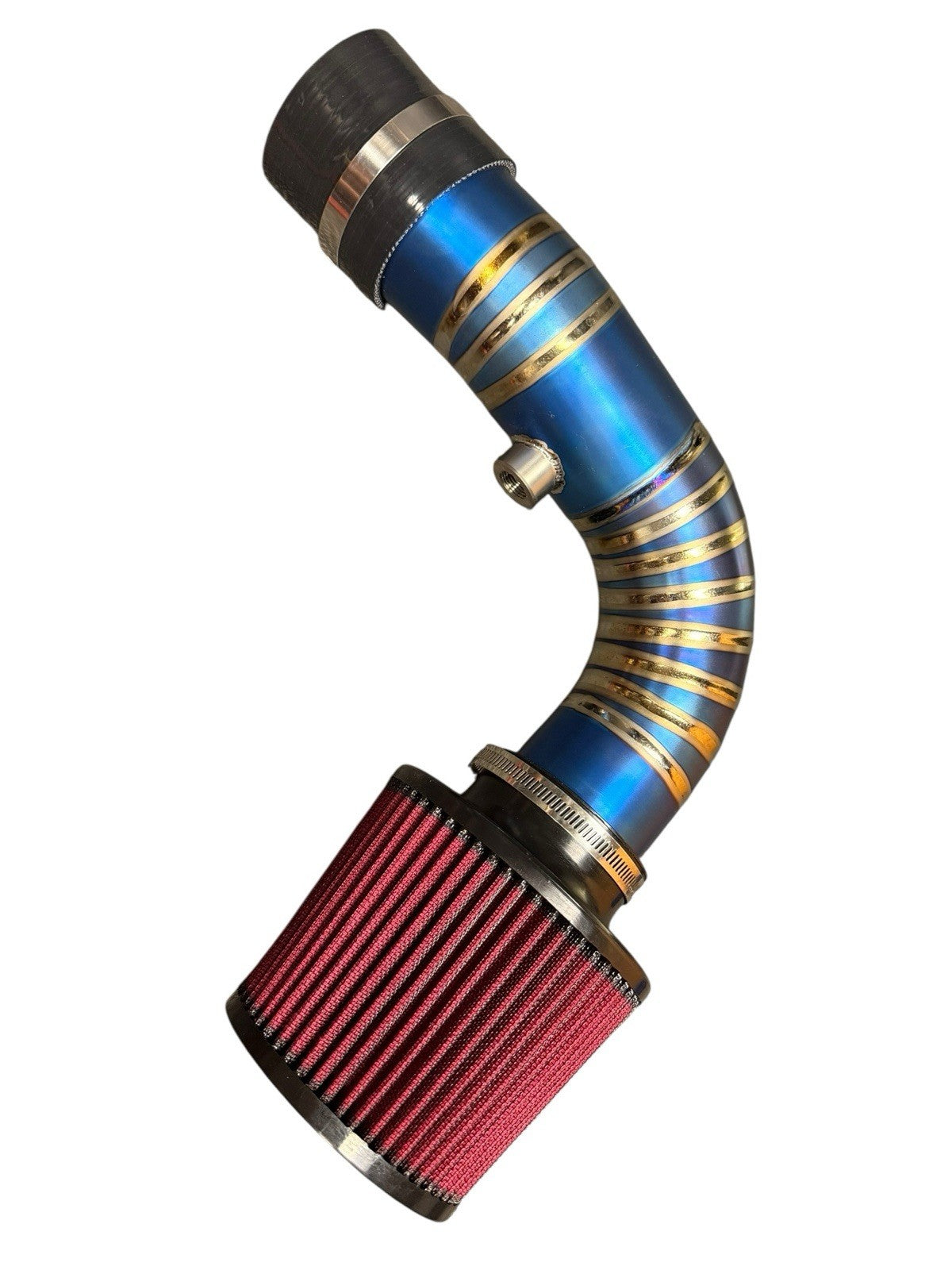 Titanium pie cut cold air intake pipe with high flow filter for K20 K24 K Swap, from JackSpania Racing.