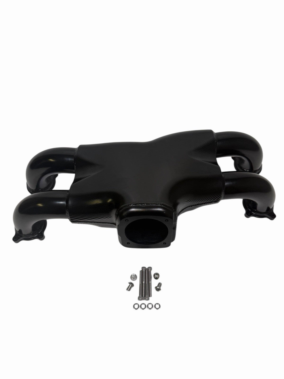 Rear-facing billet intake manifold for Subaru WRX STi 04-21 with 64mm throttle body by JackSpania Racing, engine parts for performance.