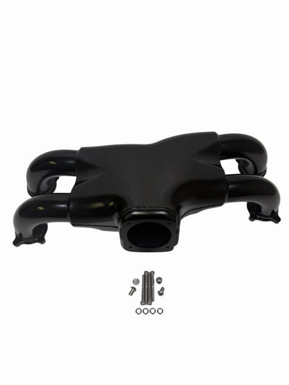 Rear-facing billet intake manifold for Subaru WRX STi 04-21 with 64mm throttle body by JackSpania Racing, engine parts for performance.