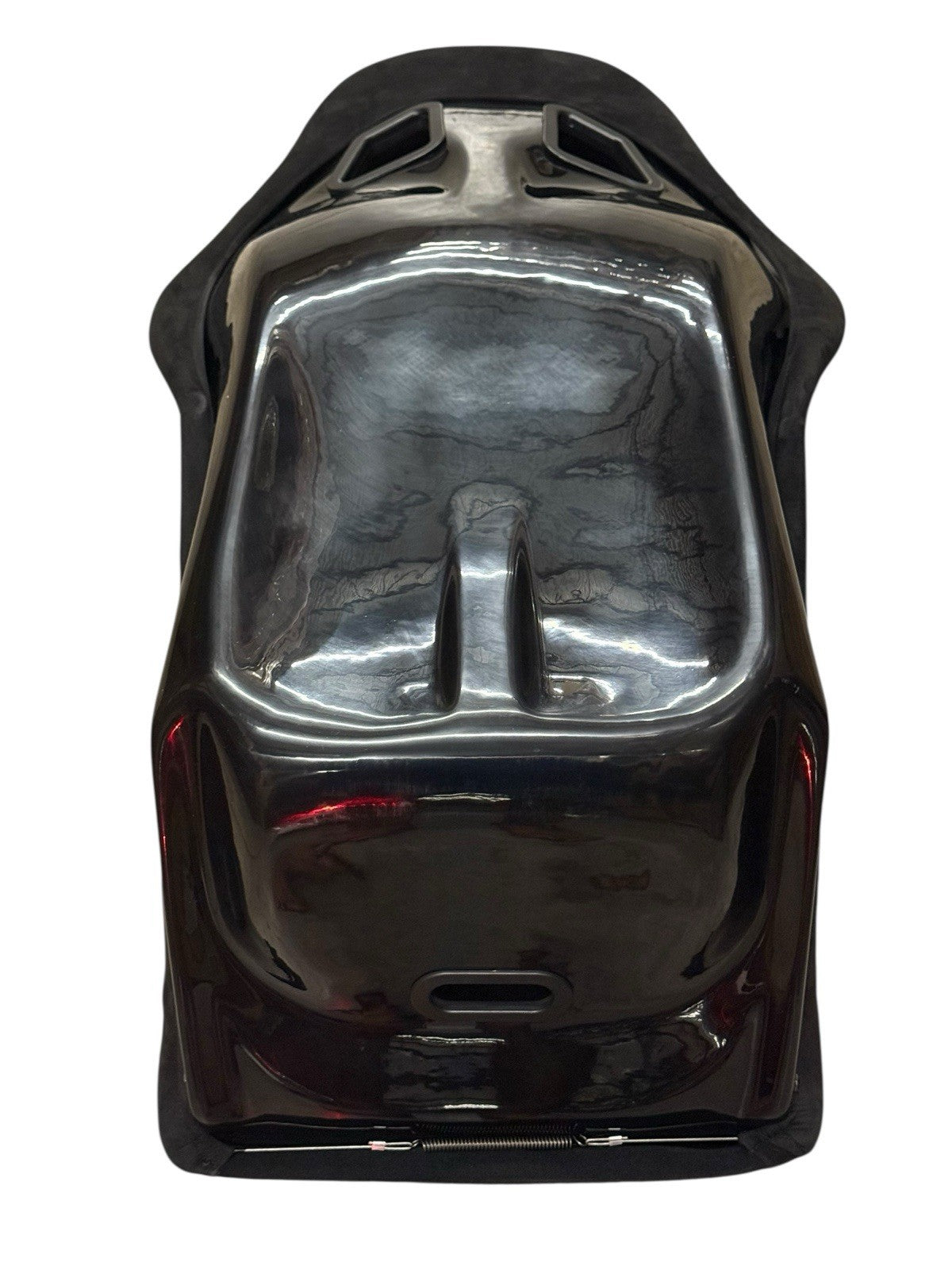 JackSpania Racing universal lightweight fixed bucket seat with suede upholstery, mounted on rails with sliders for interior installation.