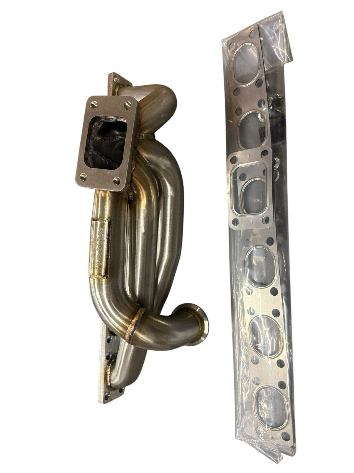 BMW E30 E34 M50 M52 M54 S50 tubular top mount turbo manifold with T3 44mm wastegate, JackSpania Racing exhaust part.