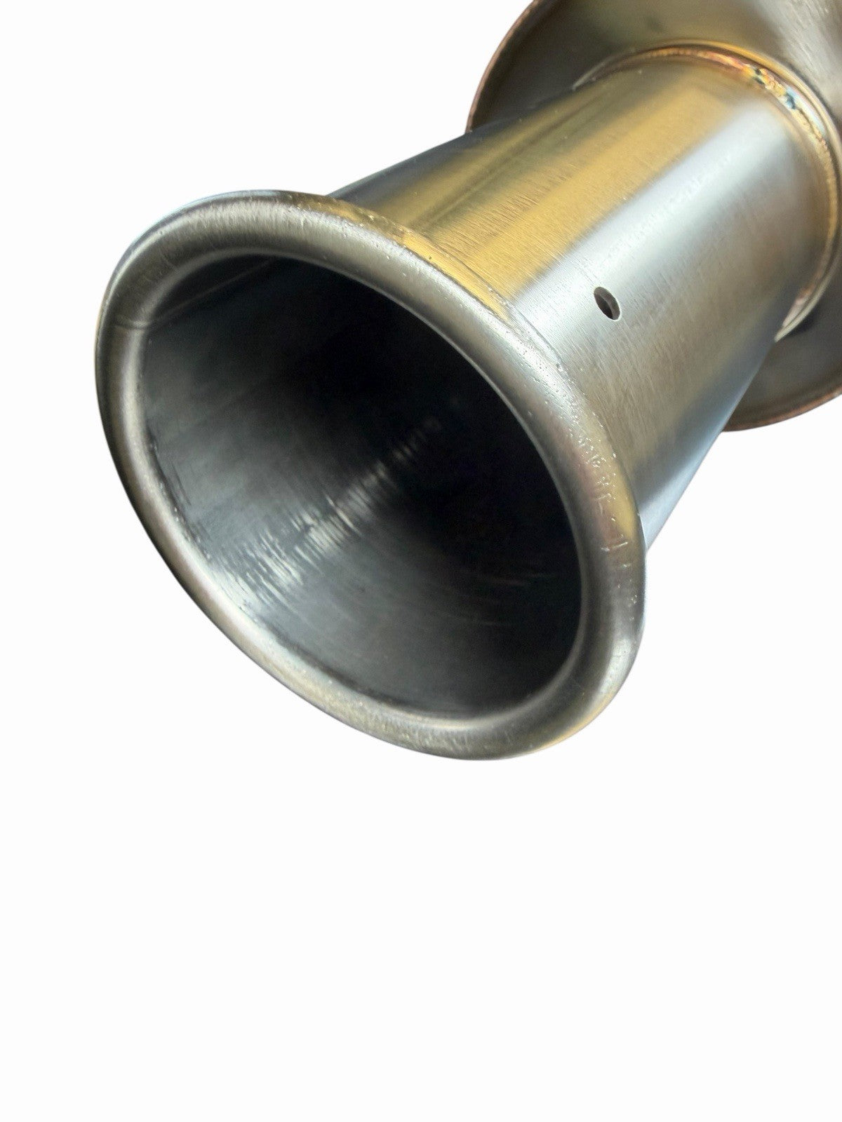 Stainless steel JackSpania Racing brushed rolled tip muffler with 3-inch outlet, spoon style exhaust part for universal fit.