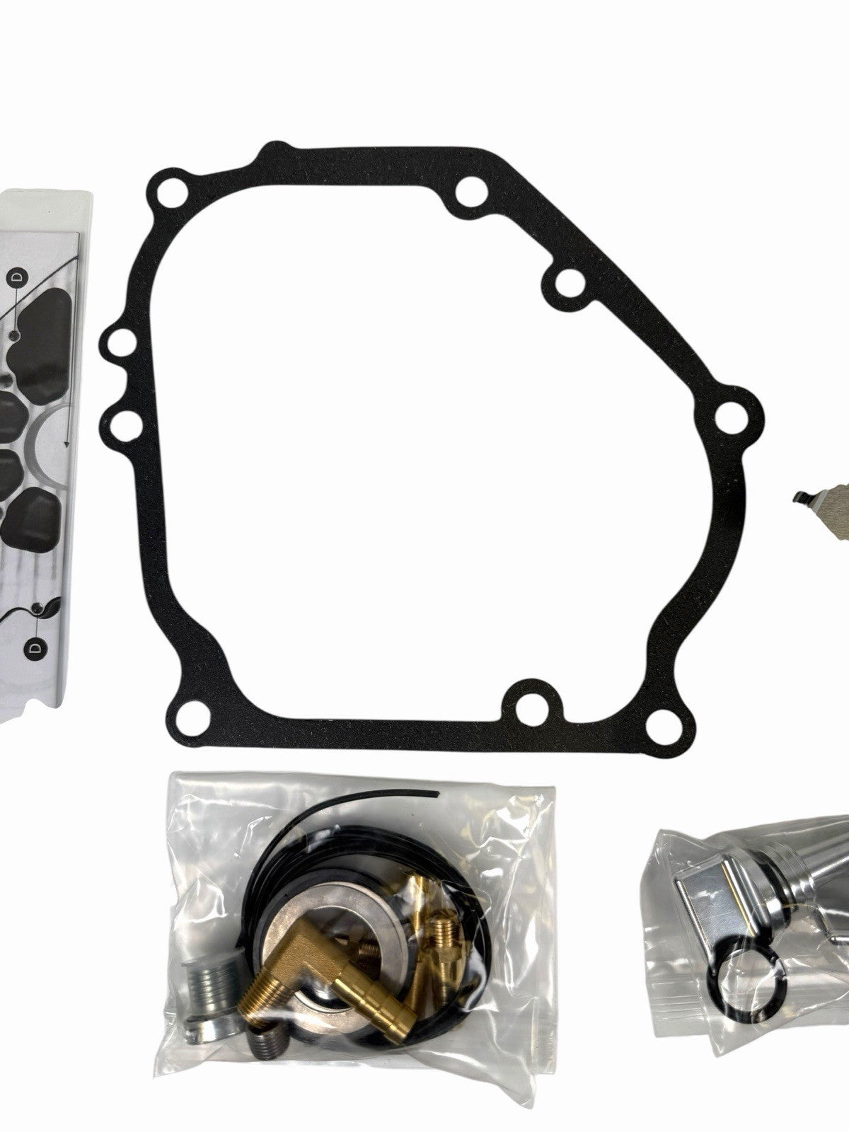 Dual bearing billet side cover for GX200 Predator Hemi engine, shown with polished metal and mounting holes, by JackSpania Racing.