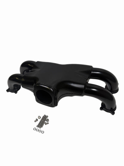 Rear facing billet intake manifold for Subaru WRX STI, 04-21, with 64mm throttle body, by JackSpania Racing.