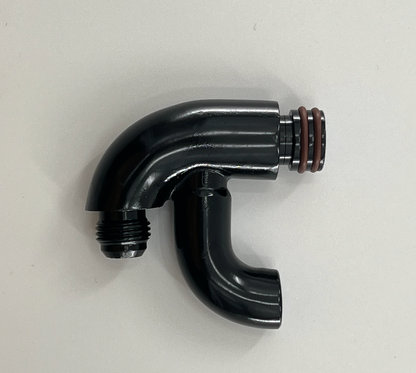JackSpania Racing center mount fuel rail gauge holder with AN6 fitting installed on K Tuned K Series fuel rail engine part