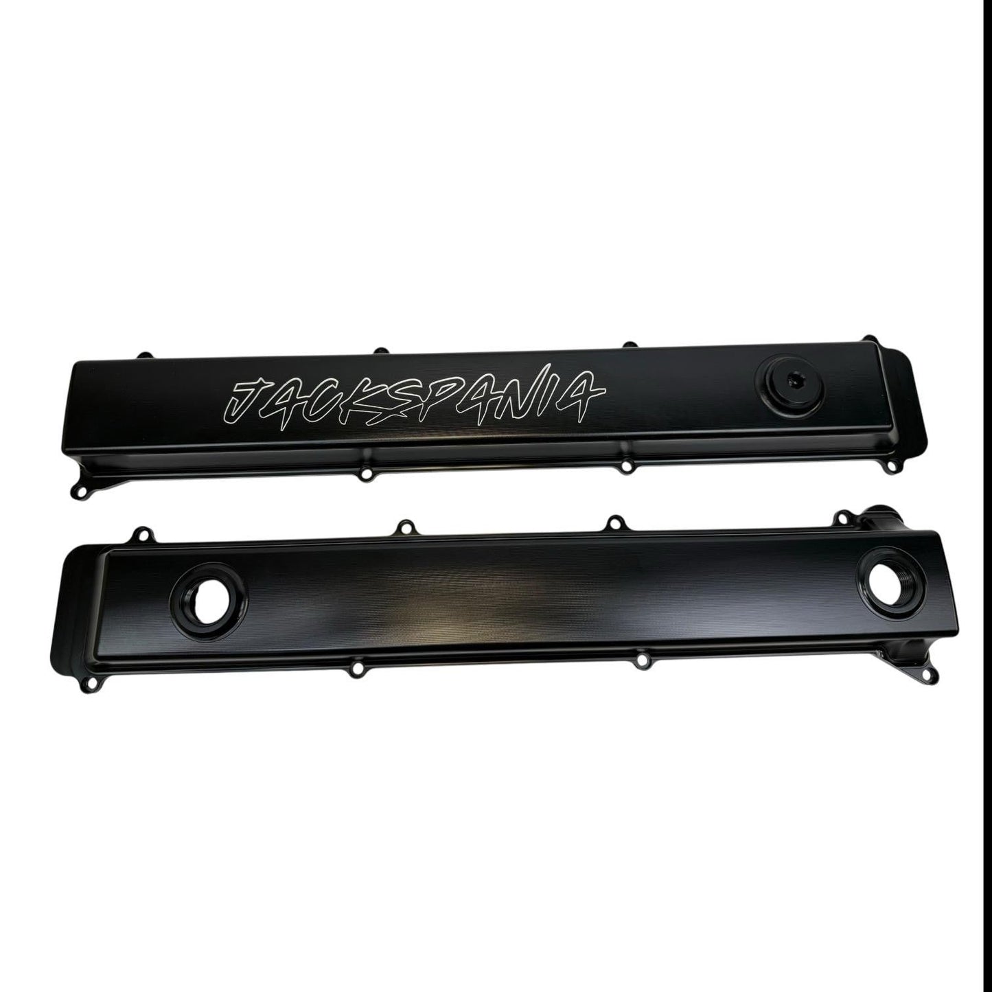 Toyota Supra 2JZGTE VVTI billet valve covers with anodized oil cap and bolts, high-performance engine parts by JackSpania Racing