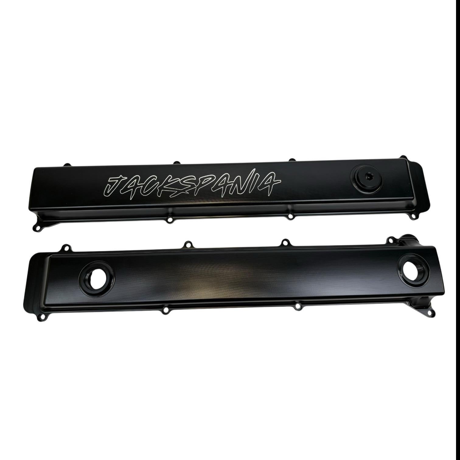 Toyota Supra 2JZGTE VVTI billet valve covers with anodized oil cap and bolts, high-performance engine parts by JackSpania Racing