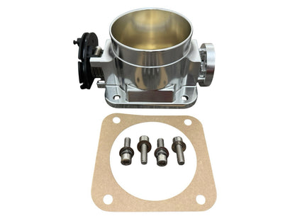 JackSpania Racing 90mm throttle body with 4-inch hose coupling adapter for 2JZ and 1JZ engines, engine parts for performance upgrades.