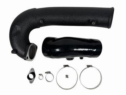 Honda Civic Type R FK8 turbo inlet pipe upgrade kit from JackSpania Racing, showing the metal pipe and connecting components.