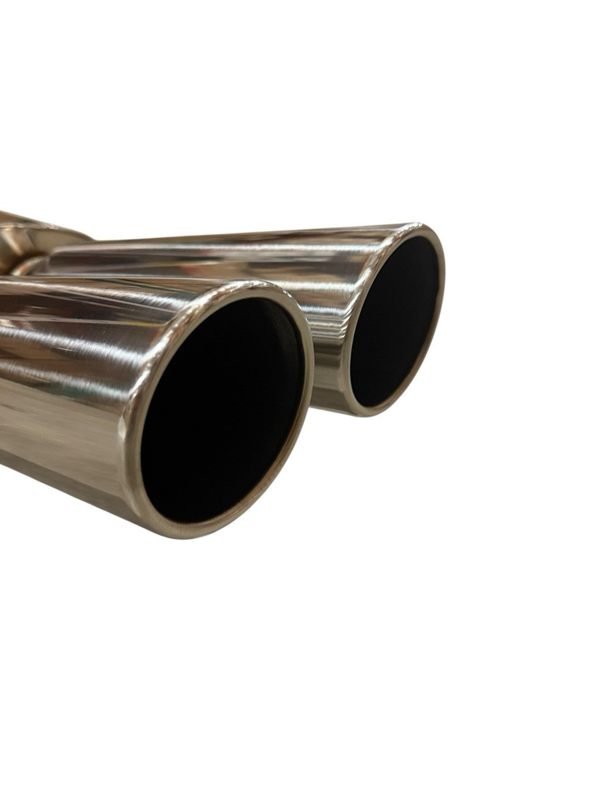 Polished 2.5-inch Fireball Mega Blastpipe muffler with dual tips, VIP tip design, by JackSpania Racing, for exhaust upgrade.