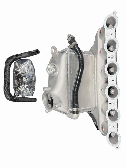 Cast aluminum charge cooler intake manifold for BMW G87 M2, G80 M3, G82 M4 S58 engine by JackSpania Racing.