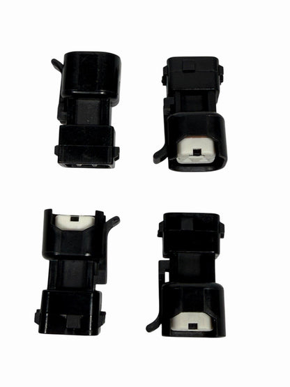 JackSpania Racing EV6 EV14 fuel injector adapter quick connector harness set for OBD2 style engine fuel system connection.