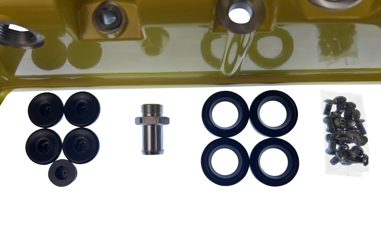Cast aluminum K Series vented valve cover baffle for Honda Acura K20 K24 engines, by Jack Spania Racing.