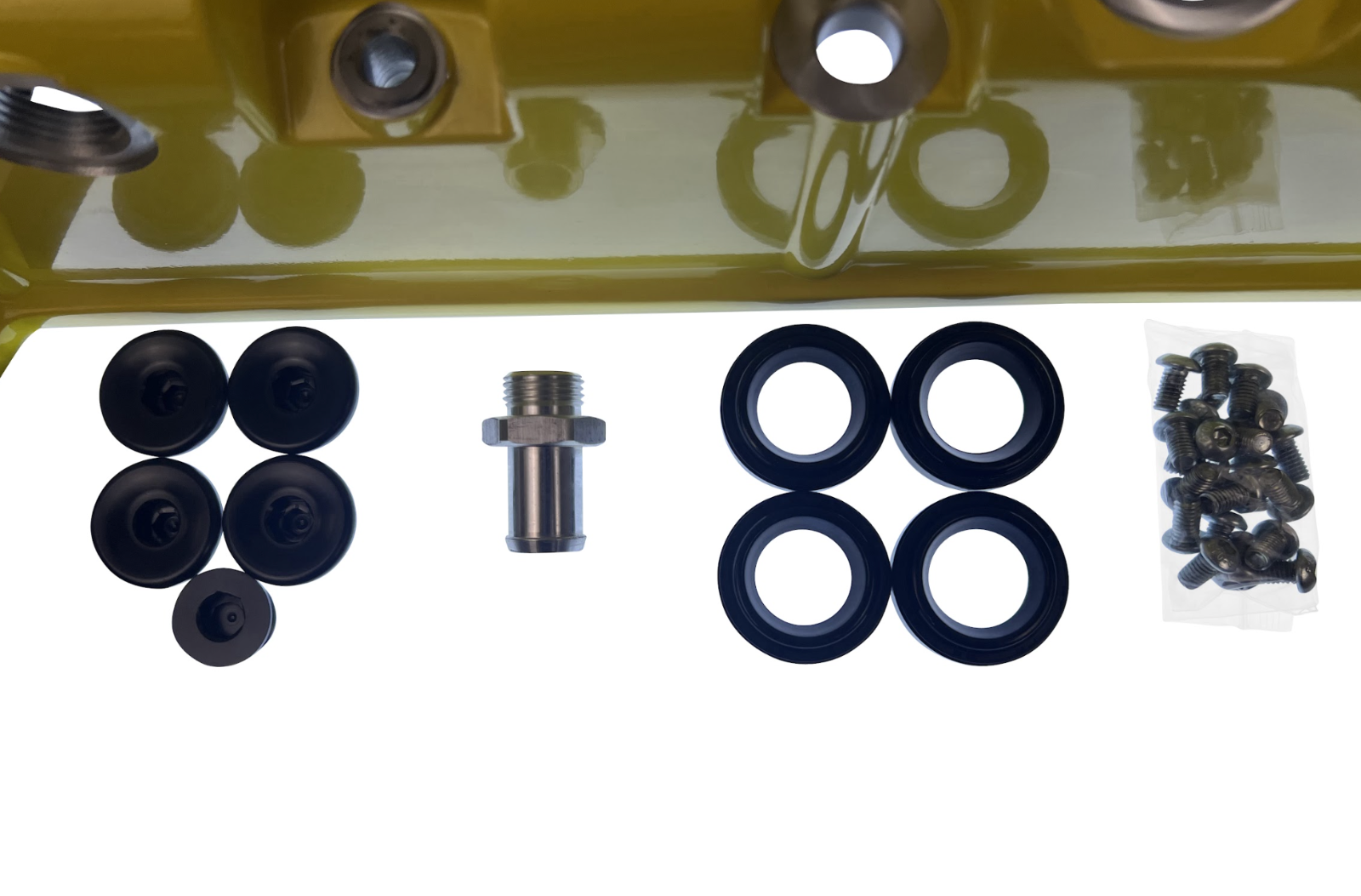 Cast aluminum K Series vented valve cover baffle for Honda Acura K20 K24 engines, by Jack Spania Racing.