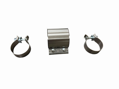 Polished axle back muffler exhaust for BMW F30 F32 335i 435i, by JackSpania Racing, showing shiny stainless steel finish.