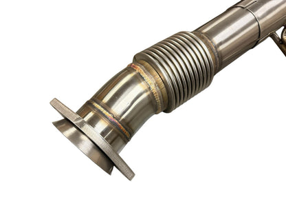 JackSpania Racing exhaust pipe for Chevrolet Corvette C8 Z06 5.5L V8, showing the 3-inch muffler pipe with polished finish.