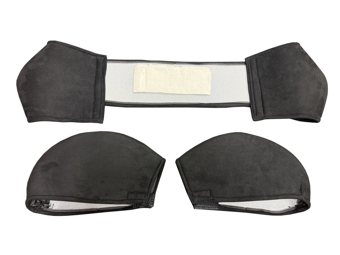 JackSpania Racing suede seat protector set for Recaro SR3 SR4 semi-bucket seats, showing beige suede covers on car seats.