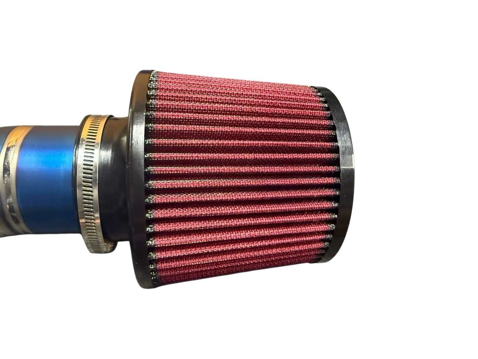 JackSpania Racing K20 K24 3-inch titanium pie cut cold air intake pipe with high flow filter for enhanced engine performance.