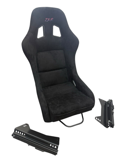 Universal Ultra Light Carbon Fiber Bucket Seat Seats With Rails Sliders Suede
