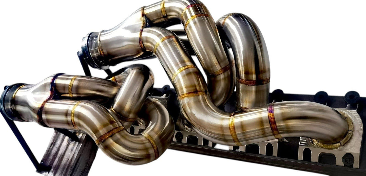 JackSpania Racing Lamborghini Aventador LP700 LP720 LP740 SV LP750 F1 exhaust header showing equal length stainless steel pipes