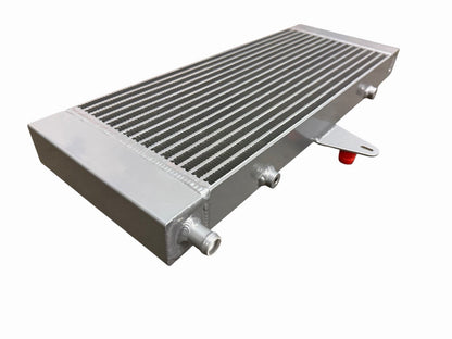 JackSpania Racing VR30 heat exchanger upgrade for 2016+ Infiniti Q50 Q60 3.0T Red Sport engine parts, showcasing the sleek metallic component.