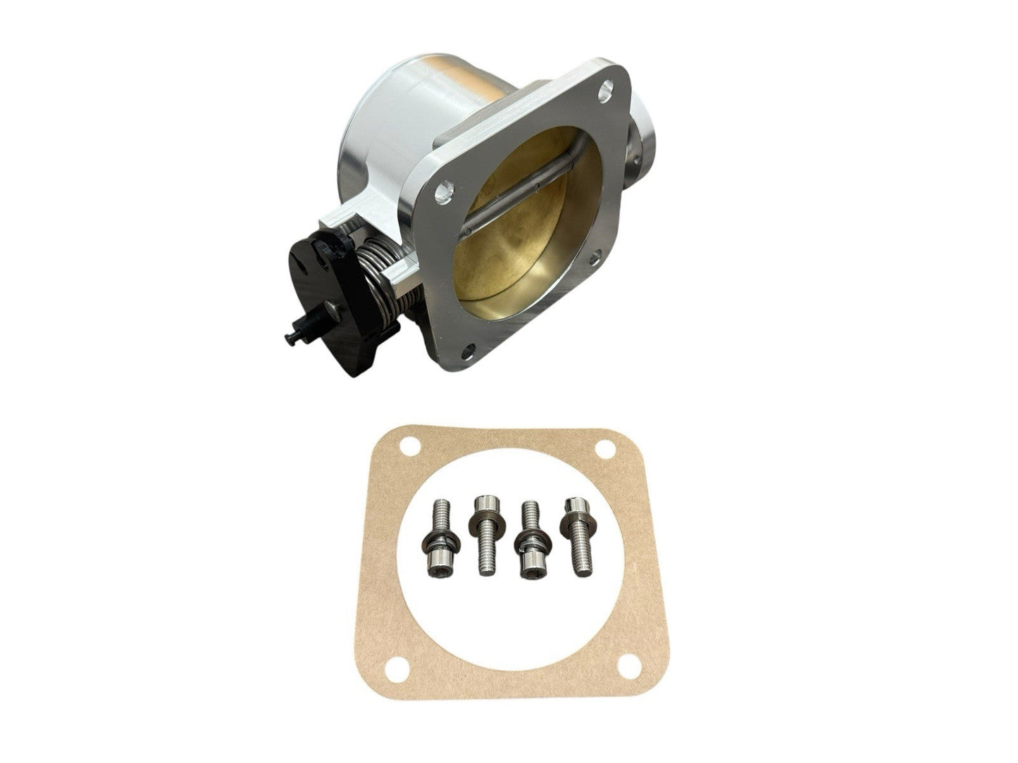 JackSpania Racing 90mm throttle body with 4-inch hose coupling adapter for 2JZ and 1JZ engine inlet, engine parts accessory.