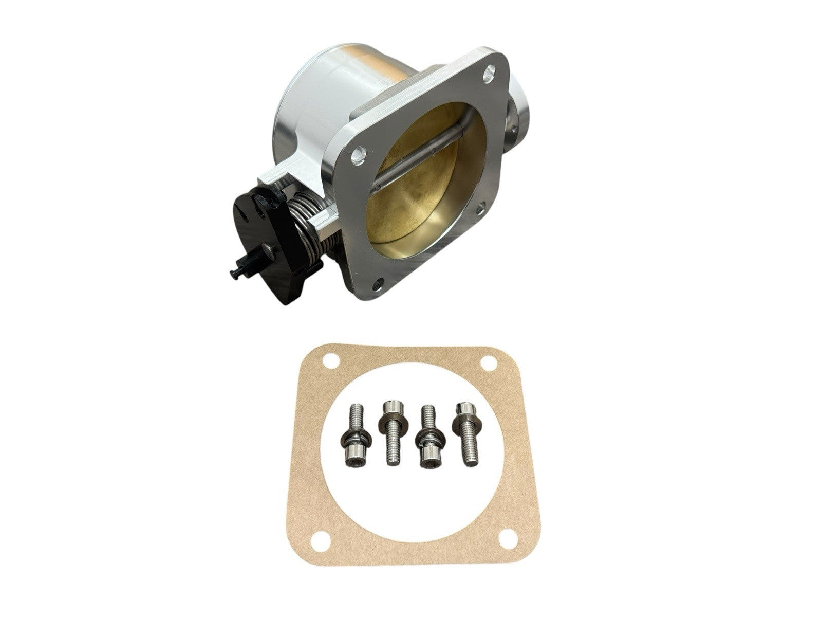 JackSpania Racing 90mm throttle body with 4-inch hose coupling adapter for 2JZ and 1JZ engine inlet, engine parts accessory.