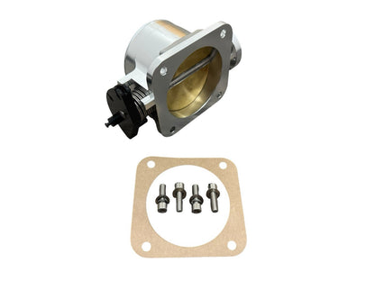 JackSpania Racing 90mm throttle body with 4-inch hose coupling adapter for 2JZ and 1JZ engine inlet, engine parts accessory.