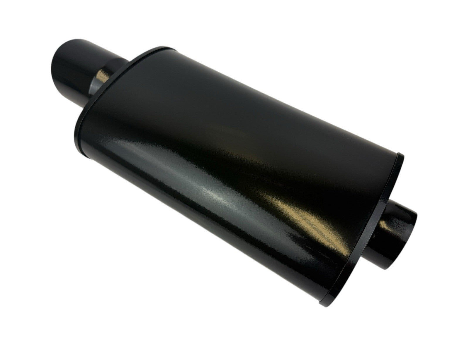 Black JackSpania Racing single wall universal short tip muffler with 3-inch inlet and 3.5-inch outlet for exhaust systems.