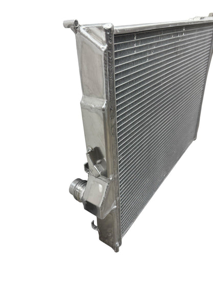 JackSpania Racing high performance heat exchanger radiator for BMW E46 3 Series M4 Z4 M52 M54 S54 engine parts, shown installed.