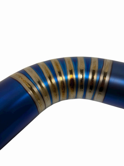 JackSpania Racing B D H Series 3-inch titanium pie cut cold air intake pipe for EG and EK Honda engine applications.