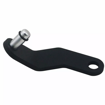 Driver side carpeted floor mat retention bracket for Subaru WRX and STi, by JackSpania Racing, interior car accessory, image showing bracket.
