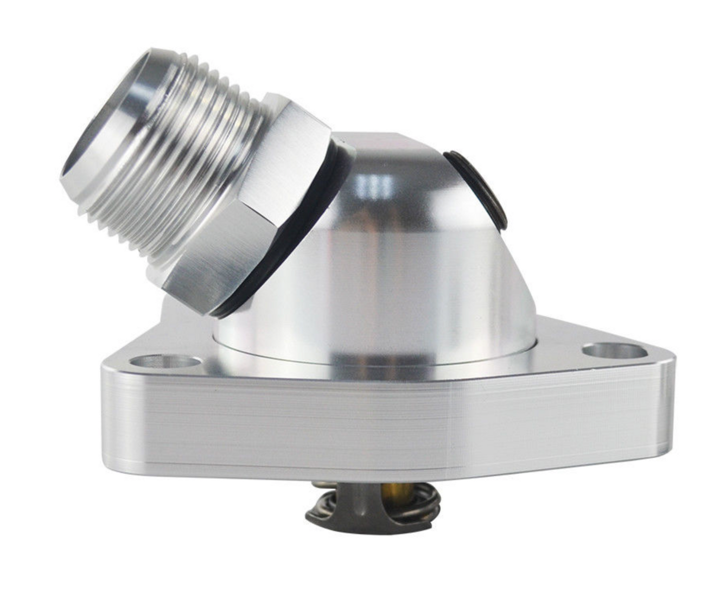 Swivel neck thermostat housing for K-series K20 K24 engines, compatible with radiator hose, by Jack Spania Racing.