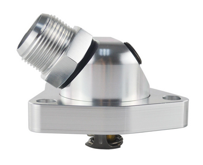 Swivel neck thermostat housing for K-series K20 K24 engines, compatible with radiator hose, by Jack Spania Racing.