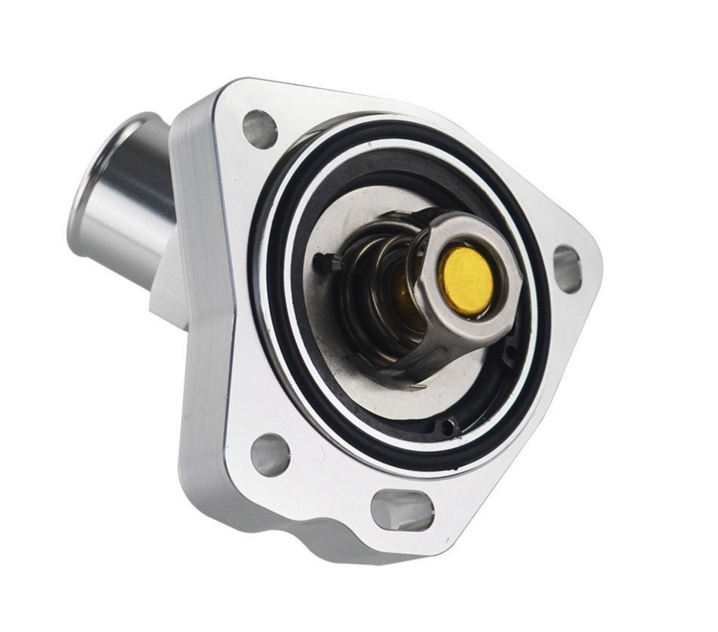 Swivel neck thermostat housing for K series engines, K20 K24 radiator hose, compatible with Honda Civic K-swap, by Jack Spania Racing.